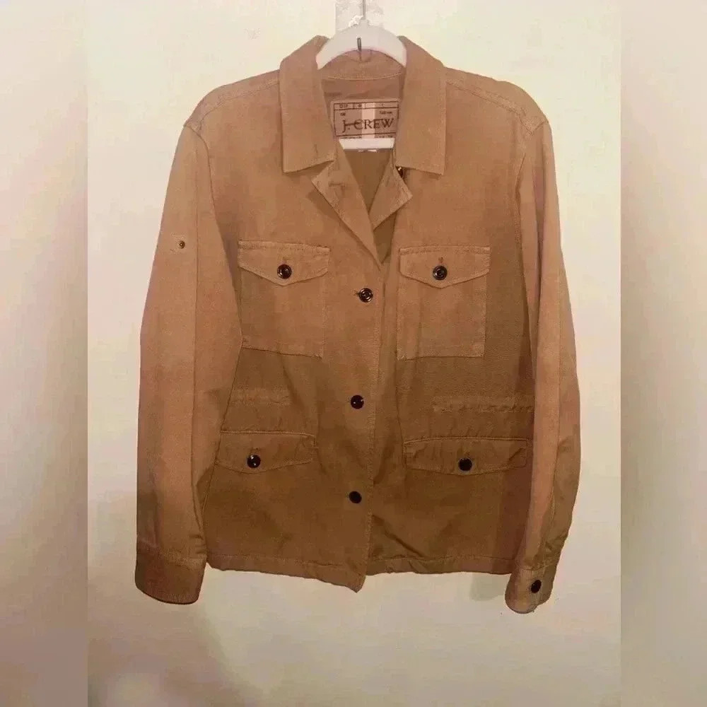 J. Crew Jacket Women’s Size M Tan Field Chore  Utility Military coat work Safari